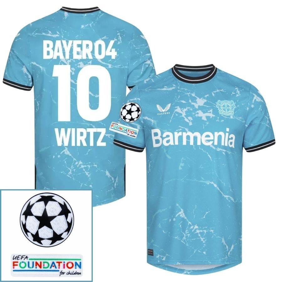 BRINDE-2025-03-04T232842.816_47ddc529-597f-43b4-9777-af03579c90c2-1 Bayer 04 Leverkusen Wirtz 10 Third Fan Jersey 2024/25 Patches UCL UEFA Foundation (Official Printing) - Image 1